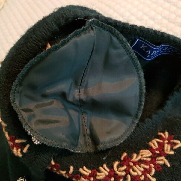 Karen Scott Sweater Womens Button Up Embroidered Wool Cardigan Green Size Medium - Picture 7 of 10